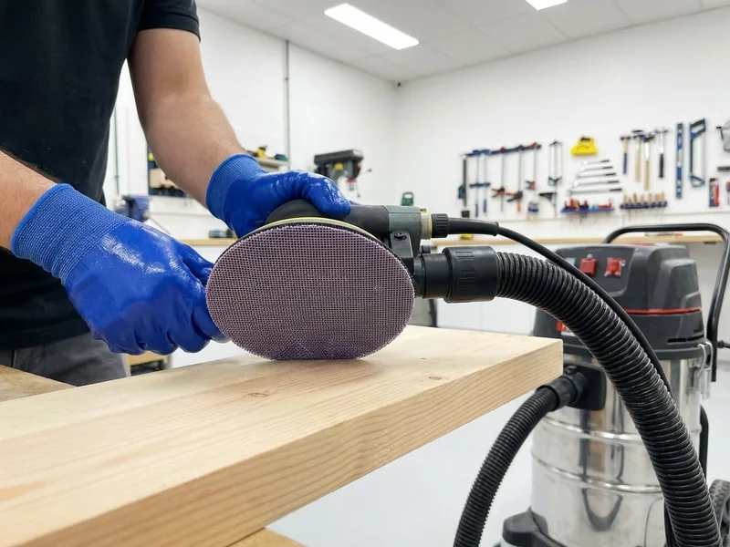 Mesh sanding disc structure showing open weave design