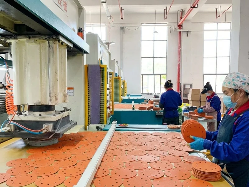 Industrial distribution warehouse with abrasive products ready for global shipping