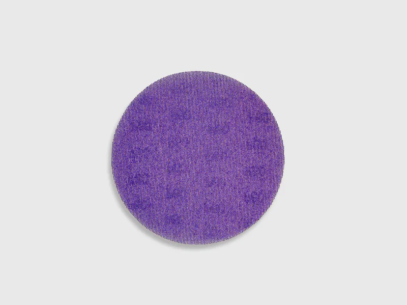 Purple zirconia alumina sanding disc with hook and loop backing, ceramic net mesh, e-commerce product image