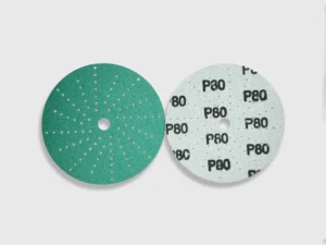 Green zirconia sanding disc product image, 6 inch diameter, film backing, 120 grit, white background