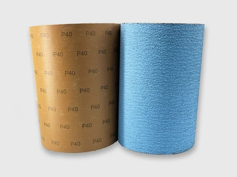 Industrial sanding rolls for continuous line-side use in metal fabrication and woodworking