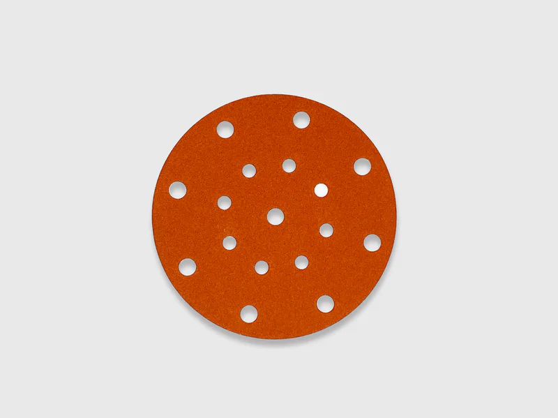 Orange ceramic paper sanding disc product image, P80 grit, 150mm diameter, e-commerce white background