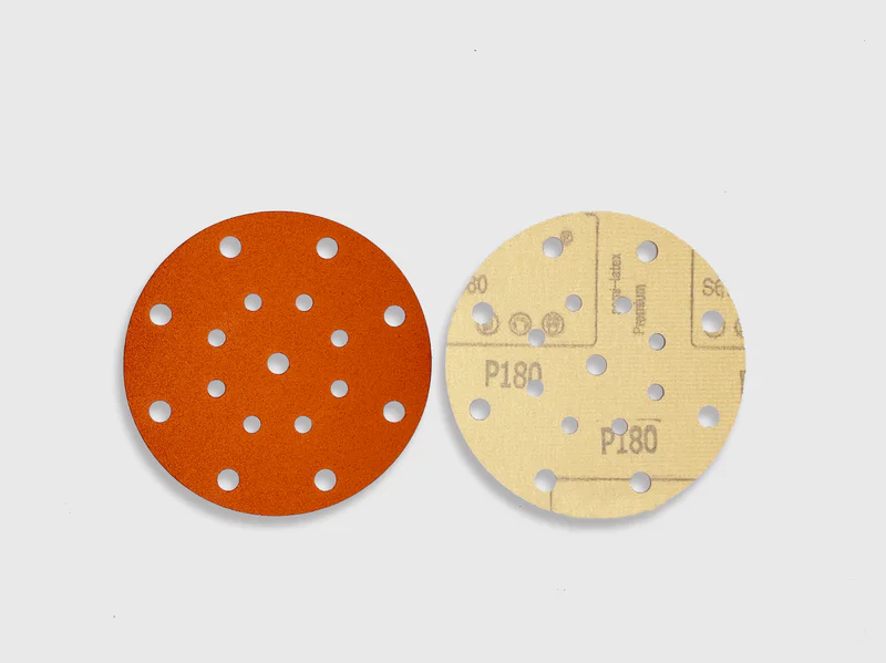 Orange ceramic sanding disc product image, 150mm diameter, P80 grit, white background, e-commerce ready