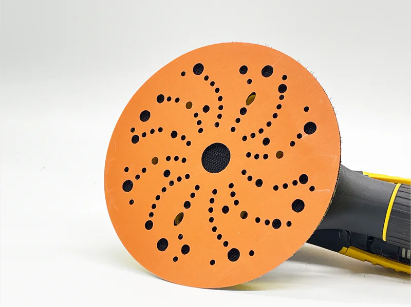 Professional orange ceramic sanding disc product image, 6 inch, 80 grit, e-commerce ready, white background catalog photo