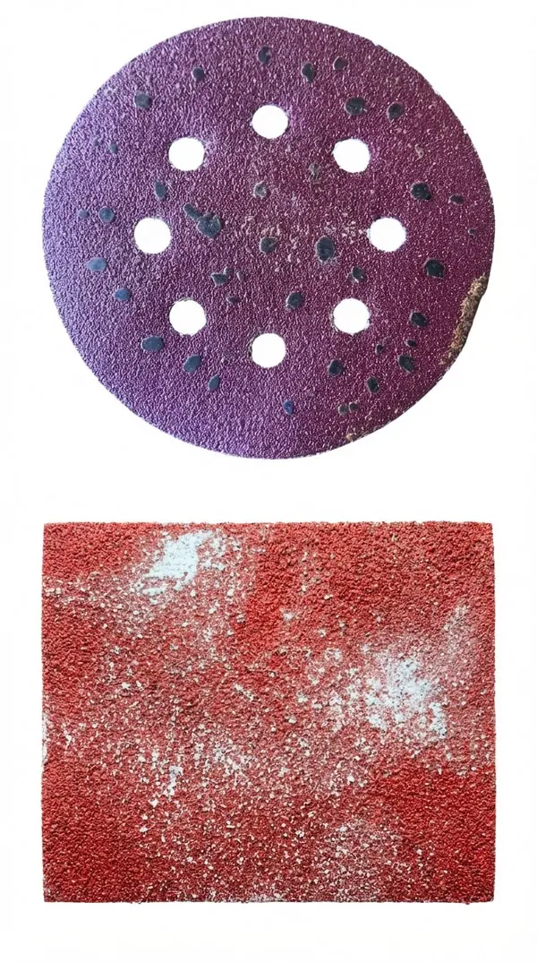 Mesh sanding disc structure comparison showing open weave vs solid backing