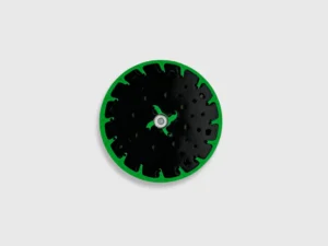 E-commerce product image of a 5 inch aluminum oxide sanding disc, 120 grit, brown, hook & loop backing, white background
