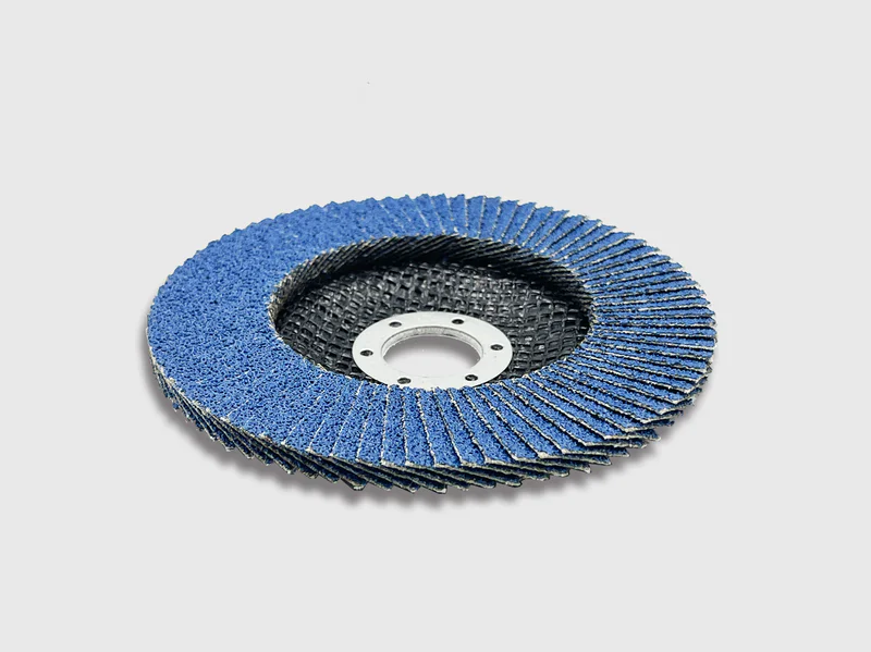 Zirconia flap disc product image, blue abrasive, e-commerce ready, 40 grit, 4.5 inch, white background