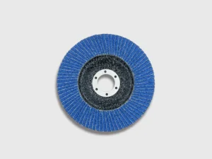 E-commerce product image of blue zirconia flap disc, 4.5 inch diameter, 60 grit, for metal grinding on white background